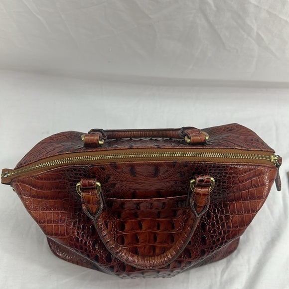 SOLD!! Lg Duxbury Dome Croc Embossed Leather Satchel Shoulder Bag W/Strap/Cover - Picture 16 of 16